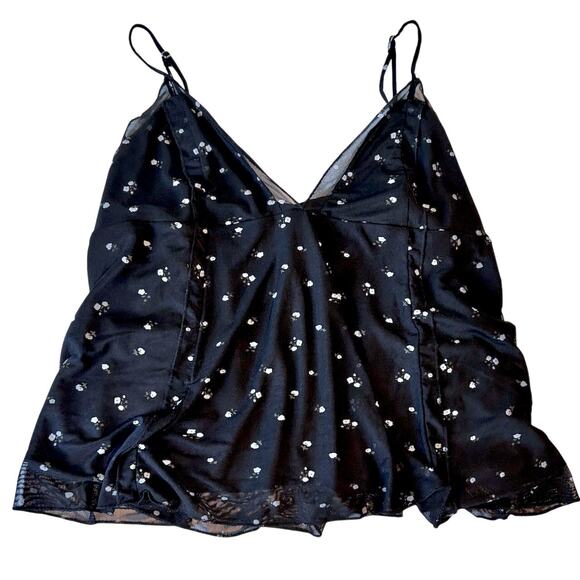 Y2K Babydoll Dark Fairy Whimsygoth Micro Floral Sheer Dainty Tank Women XXL - Picture 1 of 8